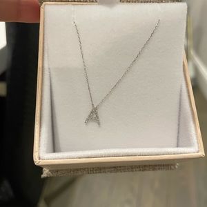 White gold and diamond “A” necklace